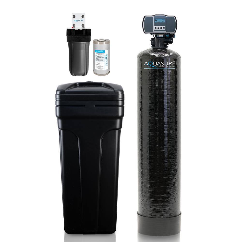 AQUASURE Harmony Series 64000 Grain Electronic Metered Water Softener with Sediment and Carbon Pre-Filter AS-HS64SCP