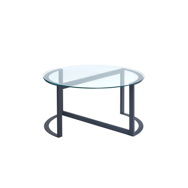 INK+IVY Evan Black Round Glass Coffee Table