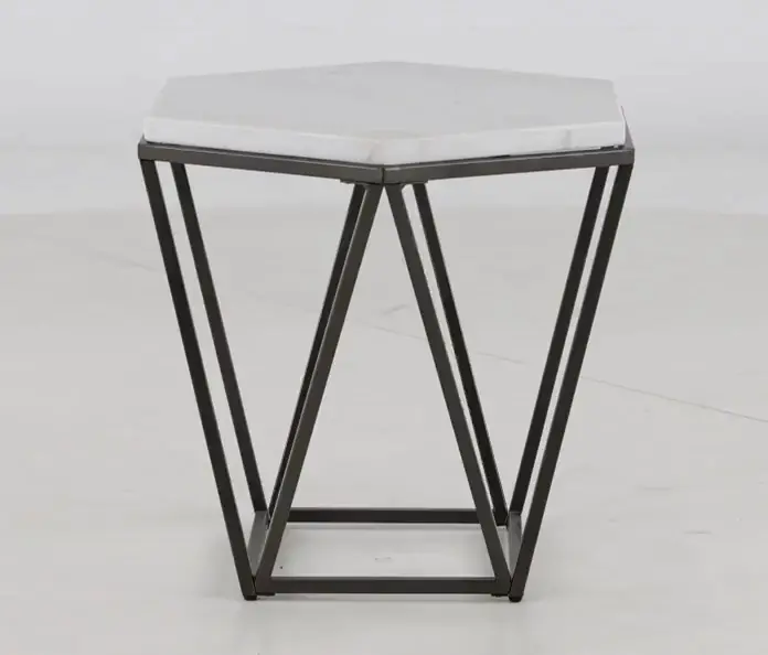 Corvus Modern End Table with White Marble