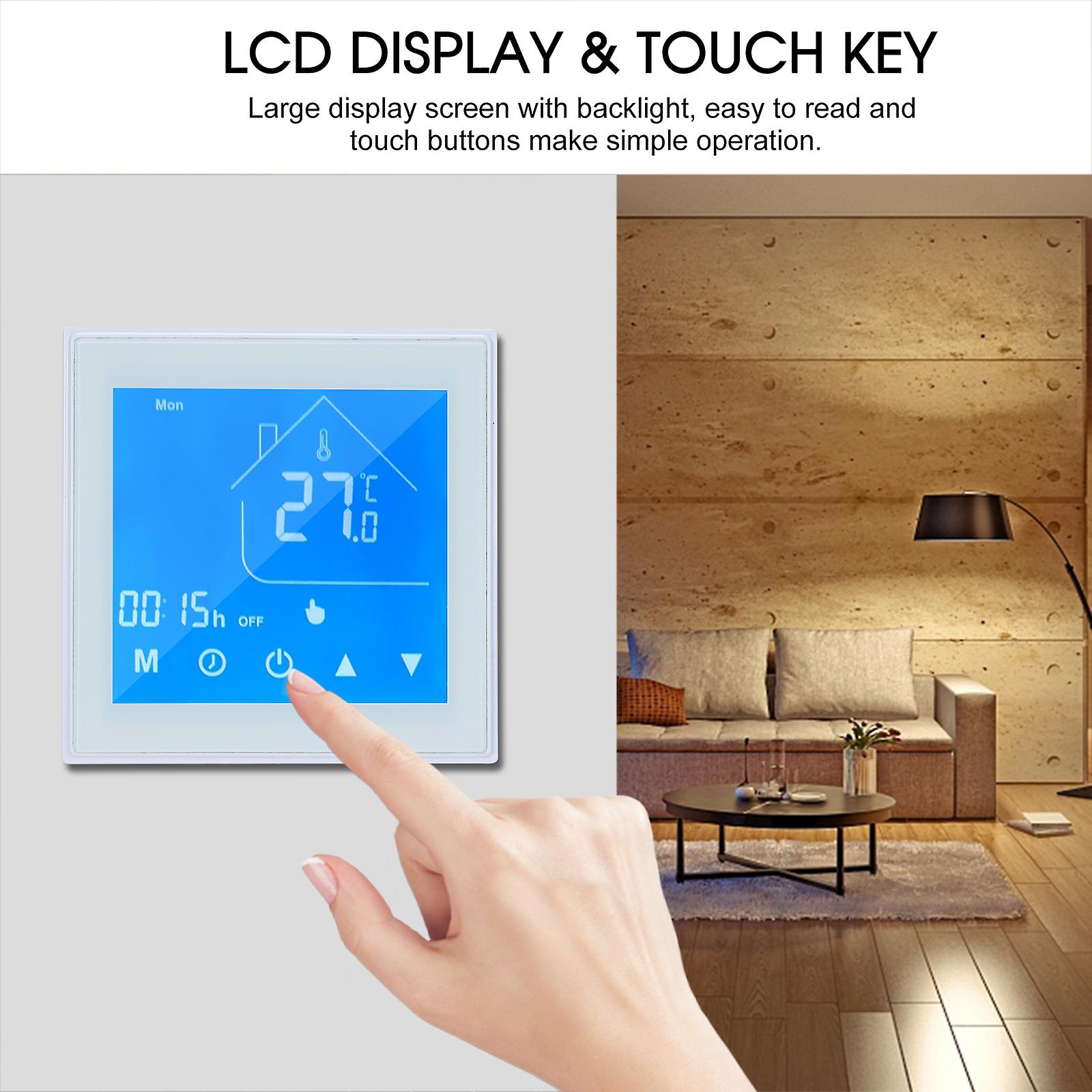 Wifi Smart Thermostat Temperature Controller Lcd Display Week Programmable For Water/gas Boiler Ewelink App Control Compatible With Alexa Google Home