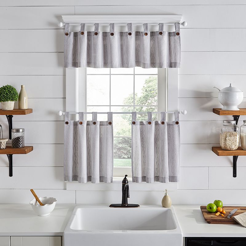 Elrene Home Fashions Tucker Ticking Stripe Window Tier Set