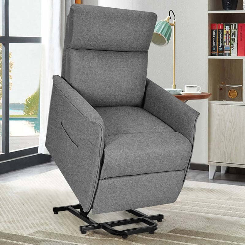 Power Lift Chair Recliner, Fabric Padded Massage Reclining Sofa, Elderly Lift Chair with Side Pocket, Remote Control