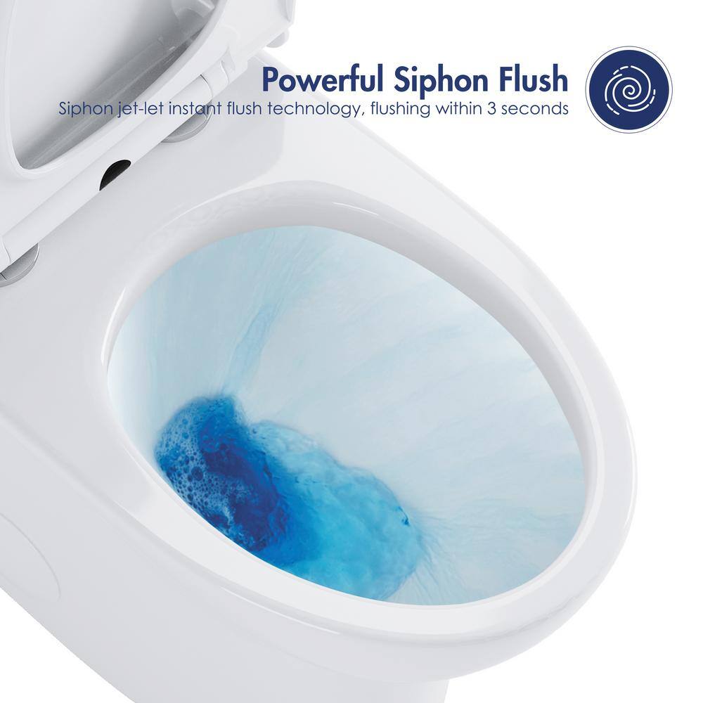 Eridanus Tucson 1-Piece 1.11.6 GPF Siphonic Jet Dual Flush Elongated Compact Toilet in Crisp White Seat Included ERI-1T306