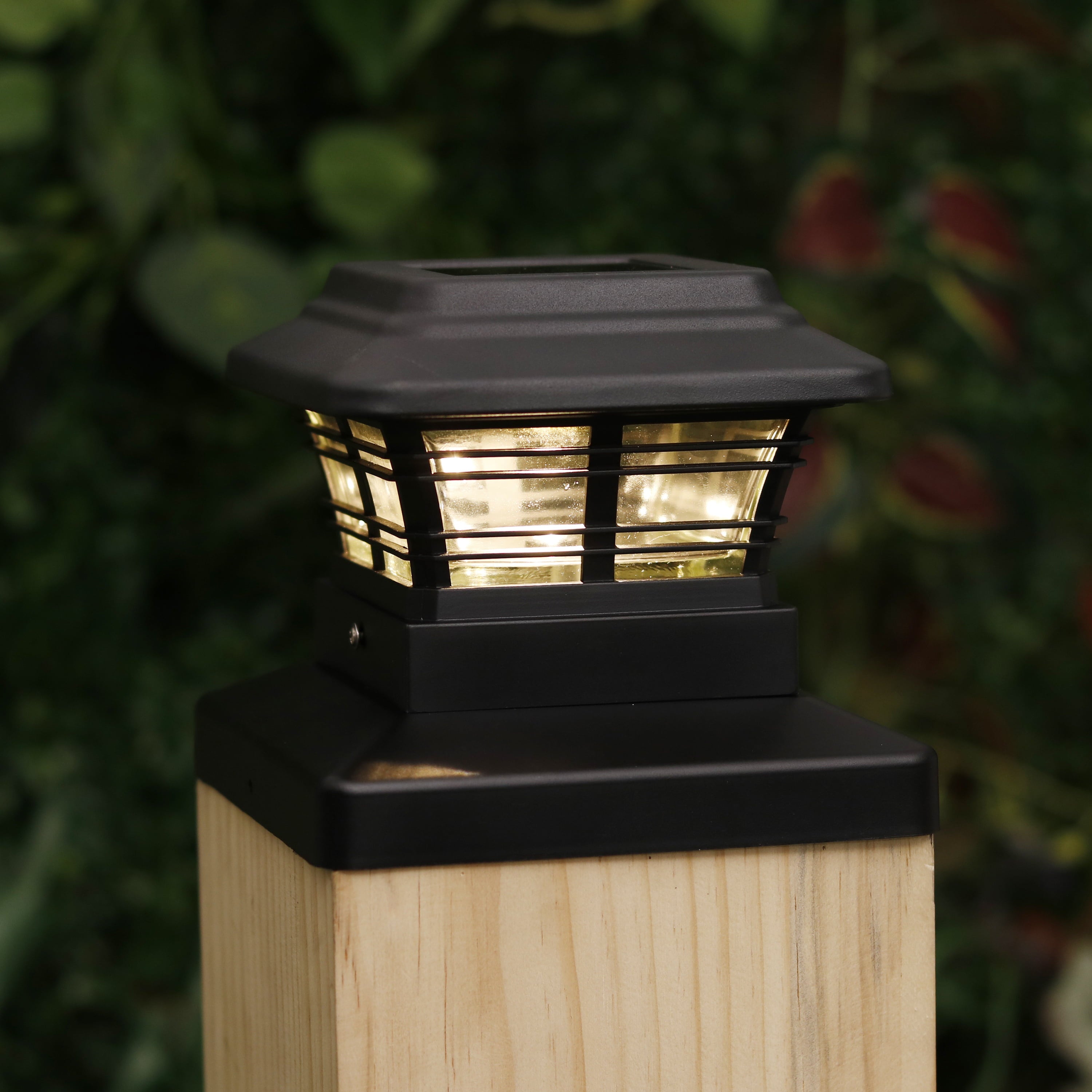 Better Homes Gardens Solar Landscape Post Cap LED Light for 4 x 4, Black Finish (4-Pack)