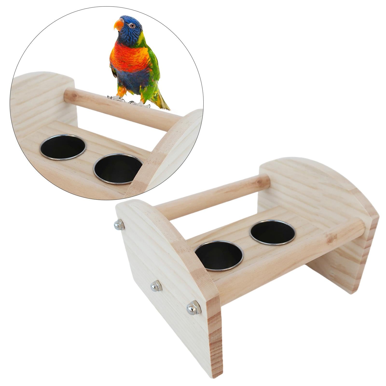 Bird Perch Stand W/ Bowl Cage Accessories Playstand Training Pet Supplies Bird Activity Stand Playground for Parakeet Parrots wood