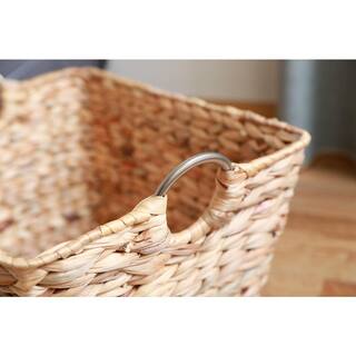 Vintiquewise Water Hyacinth Wicker Large Square Storage Laundry Basket with Handles QI003634.L