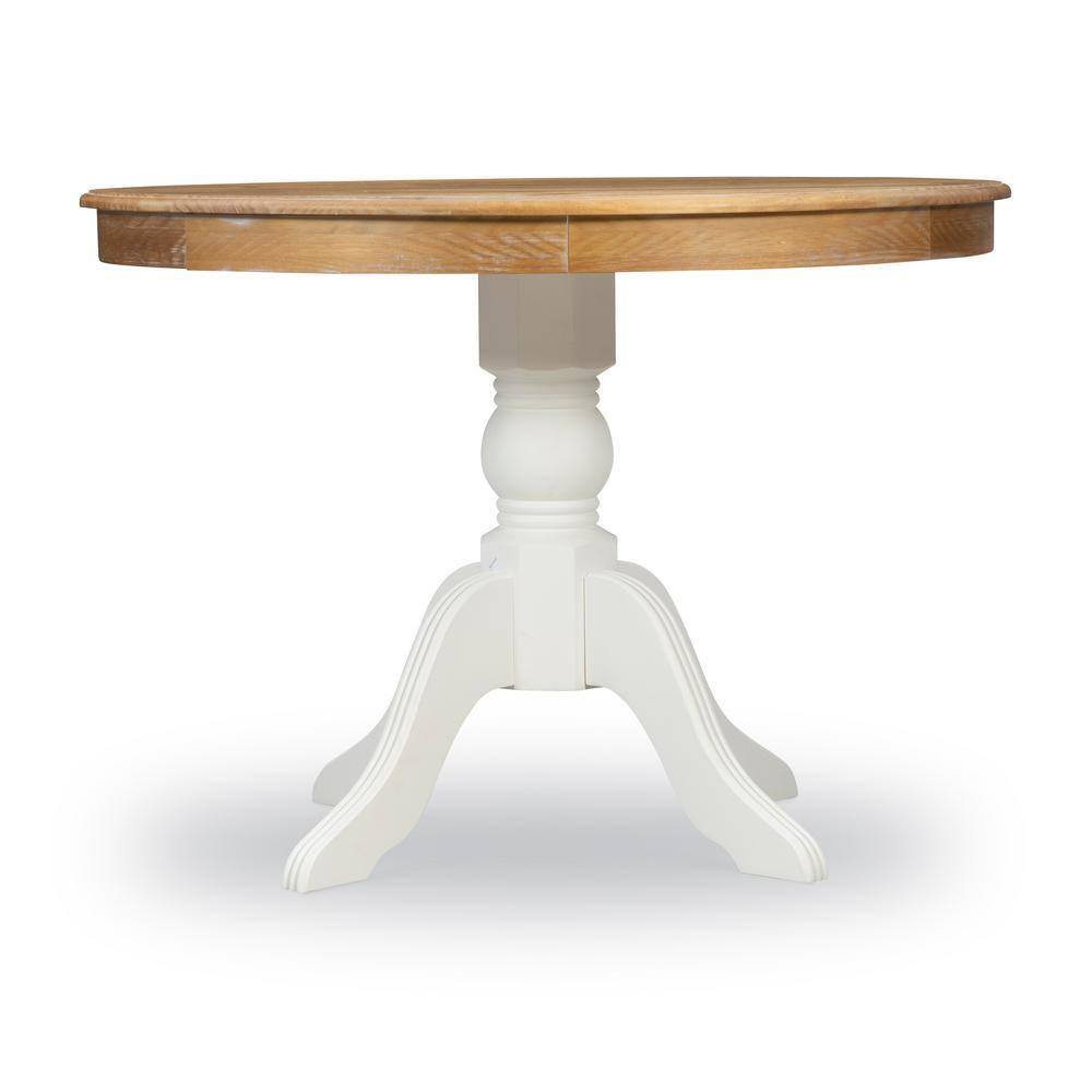 Linon Home Decor Linon Barnett White and Natural Pedestal Dining Table THD02676