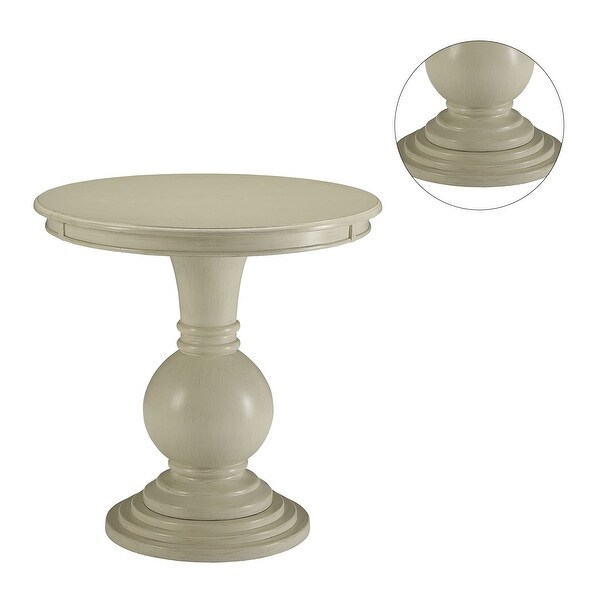 Round Wooden Pedestal Table in Antique White