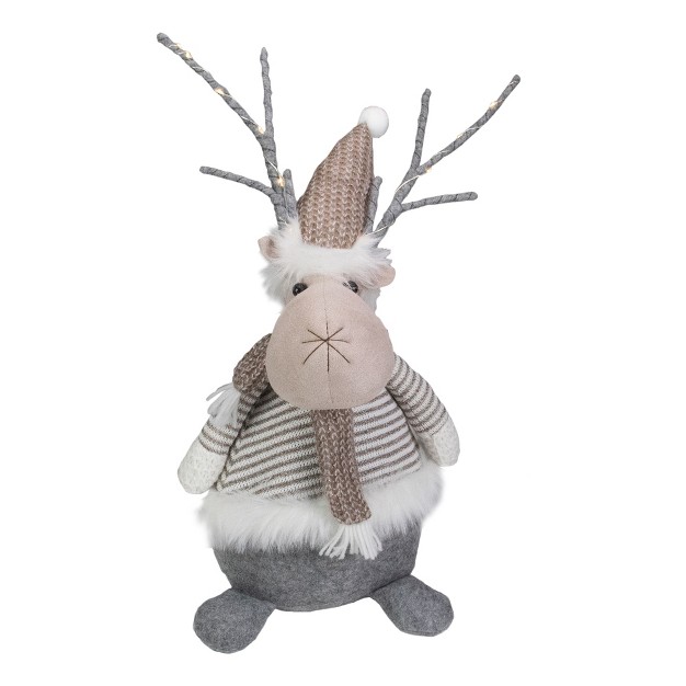 Led Lighted Brown And Gray Knit Reindeer Christmas Figure