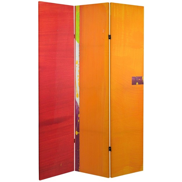 Double Sided Vermilion Canvas Room Divider Orange Oriental Furniture