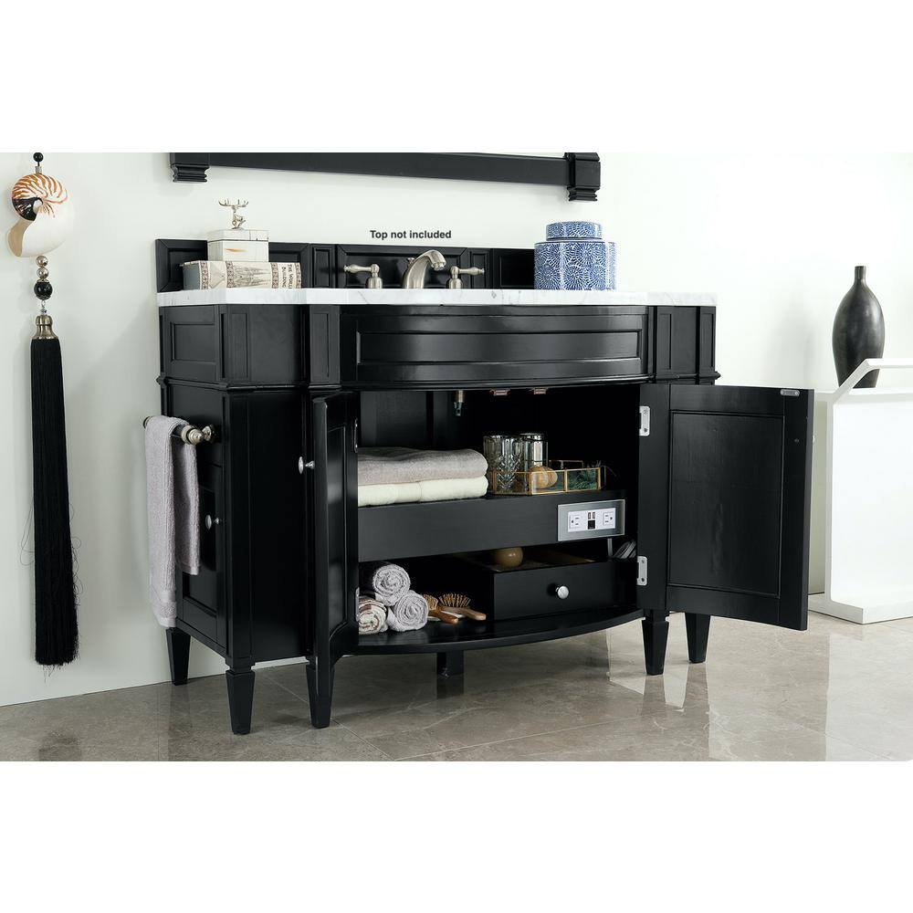 James Martin Vanities Brittany 46.5 in. W x 23 in. D x 32.8 in. H Single Bath Vanity Cabinet Without Top in Black Onyx 650-V46-BKO