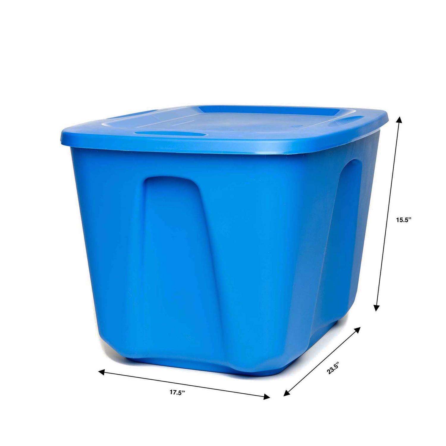 Homz 18 gal Blue Storage Tote 23-1/2 in. H X 17-1/2 in. W X 15-1/5 in. D Stackable