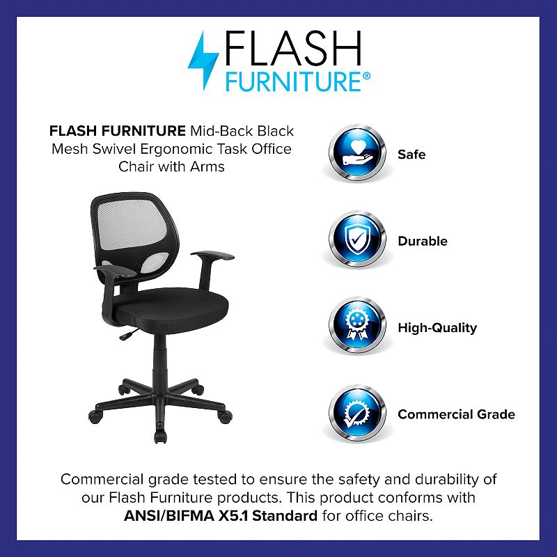 Flash Furniture Mid-Back Mesh Swivel Ergonomic Desk Chair