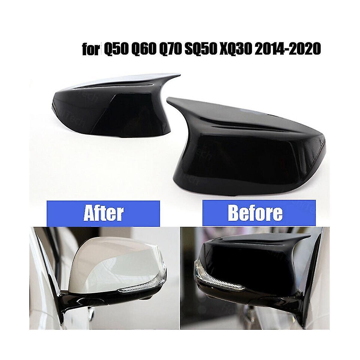 For 2014-2022 Q50 Q60 Gloss Black Color Rear View Side Mirror Cover Cap M Style Replacement