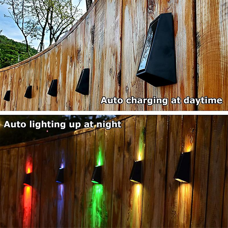 Solar Wall Lights Outdoor Fence Lights Led Waterproof Solar Stair Lights Up And Down 7 Color Changing Exterior Patio Lights