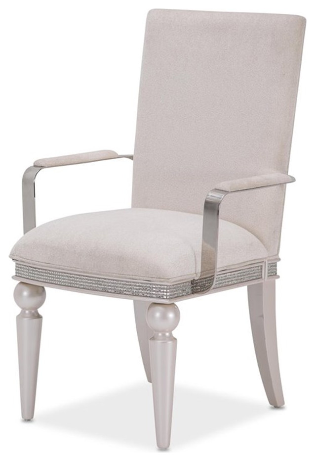 Michael Amini Glimmering Heights 19.75 quotWood Dining Arm Chair Ivory (Set of 2)   Traditional   Dining Chairs   by Homesquare  Houzz