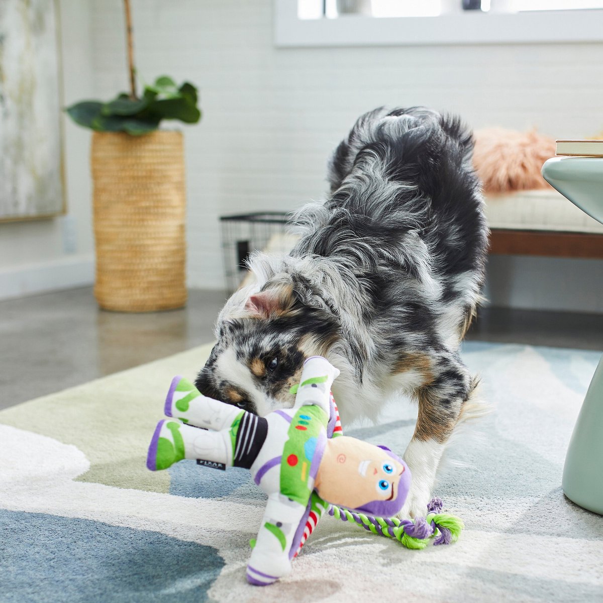 Pixar Buzz Lightyear Plush with Rope Squeaky Dog Toy