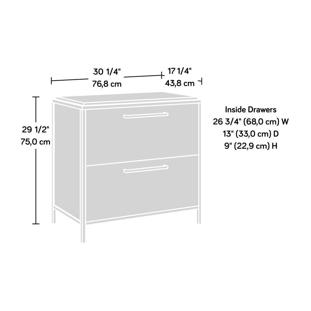 SAUDER Nova Loft Grand Walnut Decorative Lateral File Cabinet with 2-Drawers and Metal Frame 429434