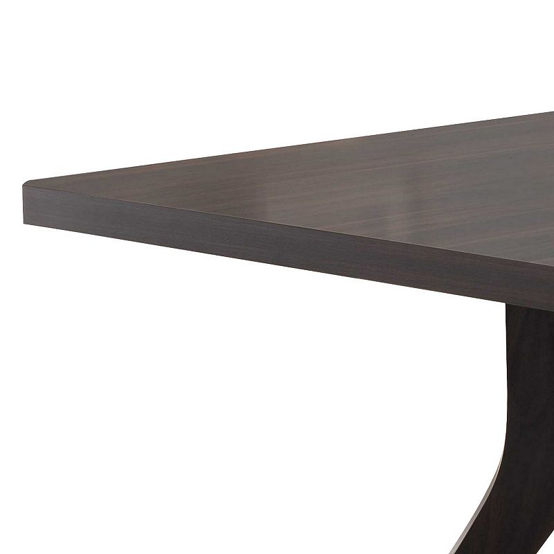 Dining Table with Wooden Top and Angled Legs， Brown