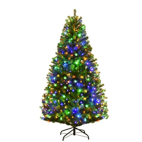 Costway PreLit Artificial Christmas Tree 5Ft Hinged 150 LED Lights