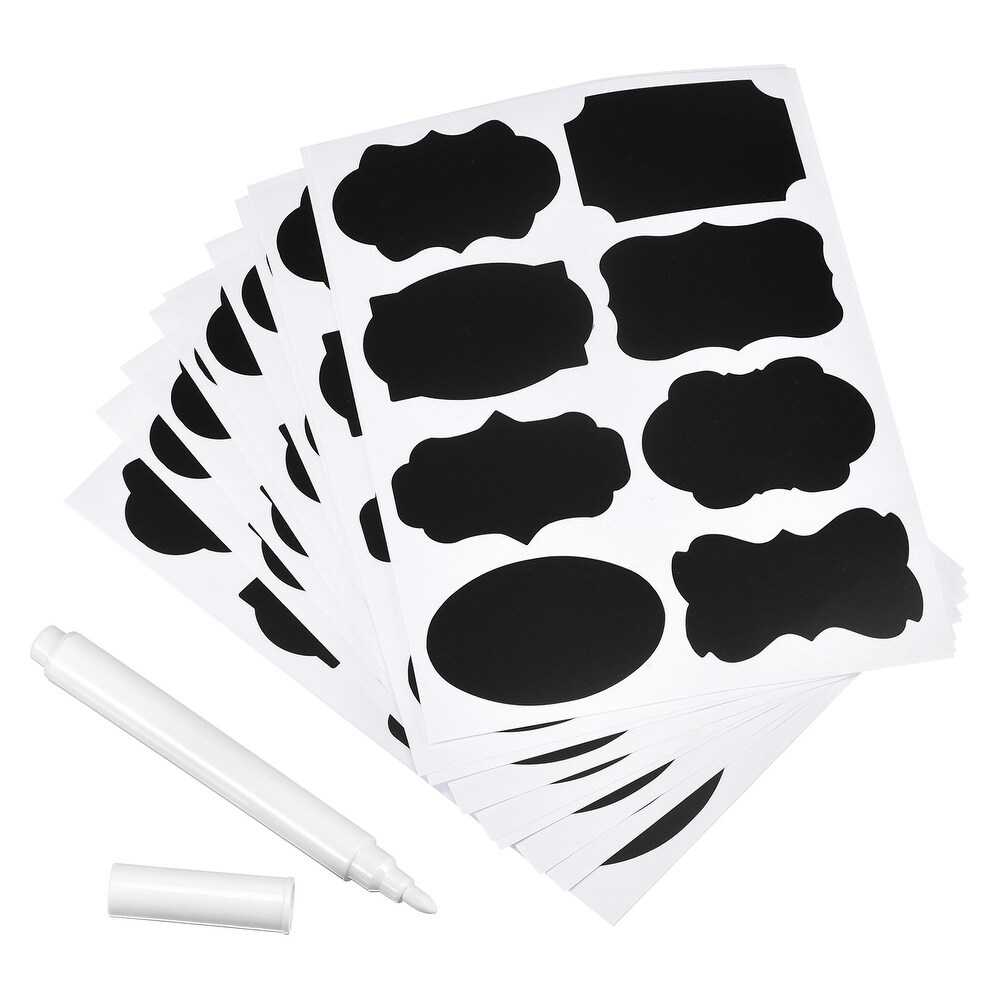 Chalkboard Labels Blackboard Stickers 50x35mm Reusable W Chalk Marker   Black