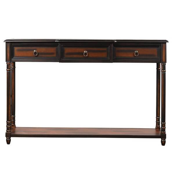 Console Table Sofa Table with Drawers Luxurious and Exquisite Design for Entryway with Projecting Drawers and Long Shelf