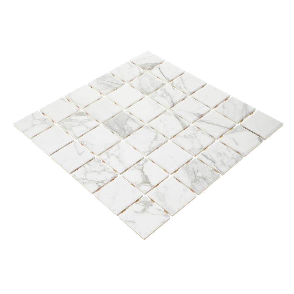 Marazzi EpicClean Milton Arabescato Marble 12 in. x 12 in. Glazed Ceramic Mosaic Tile (1 sq. ft.  piece) ML4022ECHD1P2