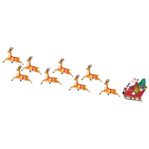 Kurt Adler UL 10Light Santa Sleigh and Eight Reindeer Light Set