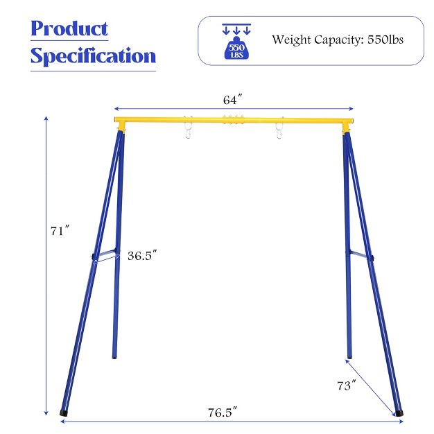 Costway Metal A frame Swing Stand Heavy Duty Extra Swing Frame W ground Stakes For Backyard