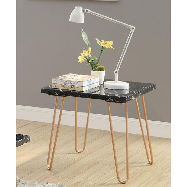 Industrial Style Telestis End Table in Black Marble and Gold