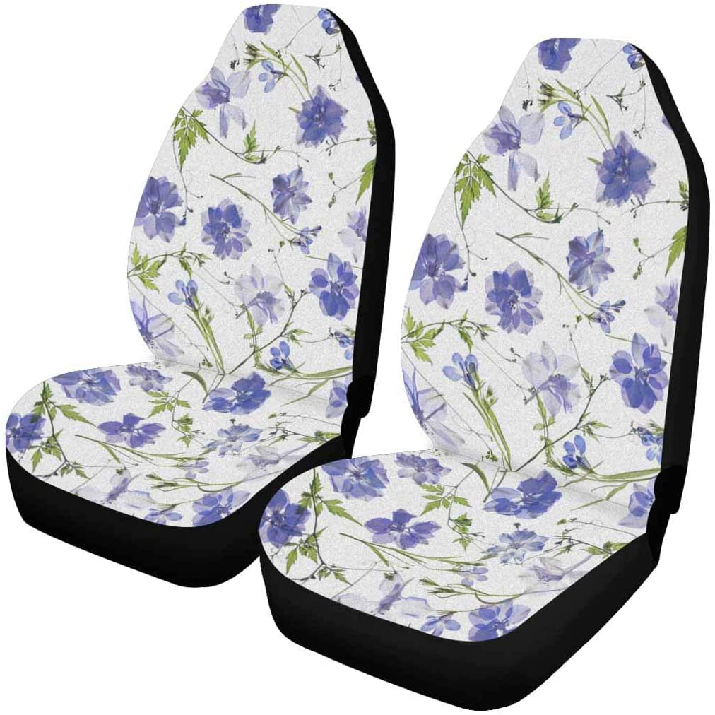 KXMDXA Set of 2 Car Seat Covers Purple Flower Petals and Leaves Universal Auto Front Seats Protector Fits for Car，SUV Sedan，Truck