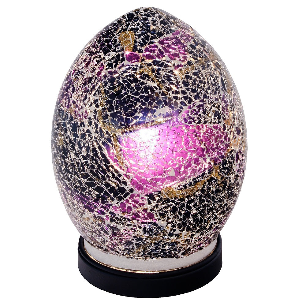 Febland LM77PL Purple Mosaic Glass Vintage Egg Table Lamp 20cm