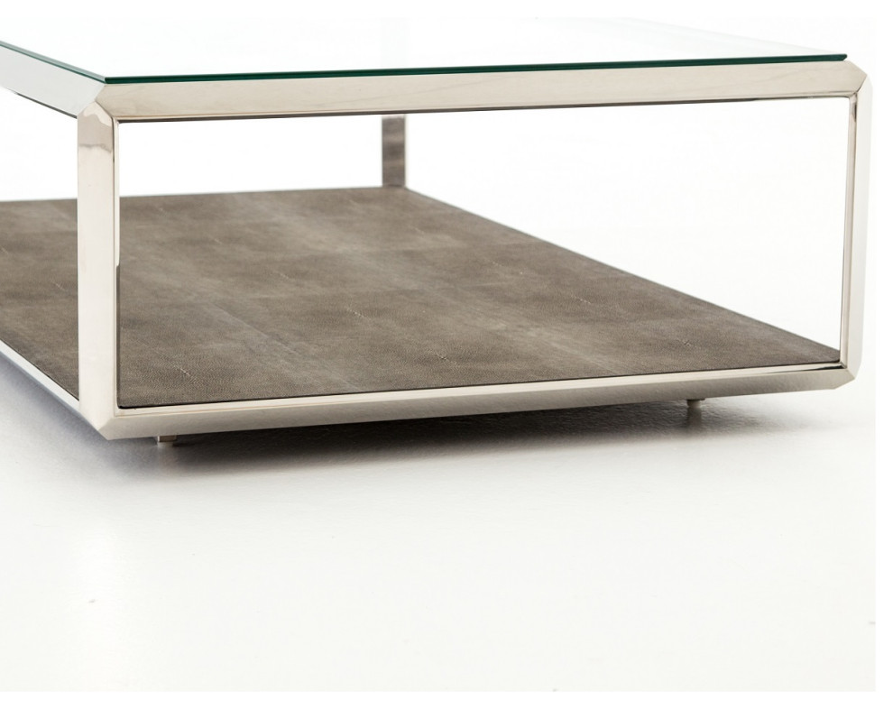 Hollywood Shagreen Shadow Box Glass Coffee Table Polished   Contemporary   Coffee Tables   by Zin Home  Houzz