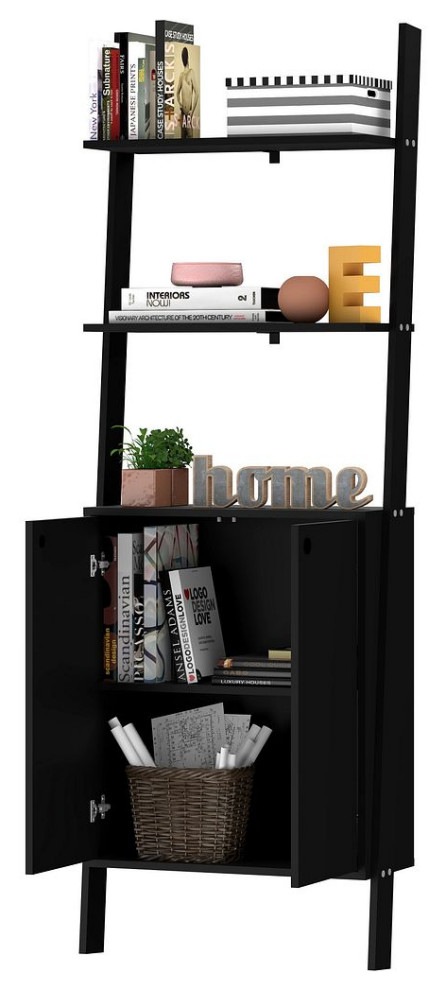 Manhattan Comfort Cooper Ladder Display Cabinet  2 Floating Shelves   Transitional   Bookcases   by Manhattan Comfort  Houzz