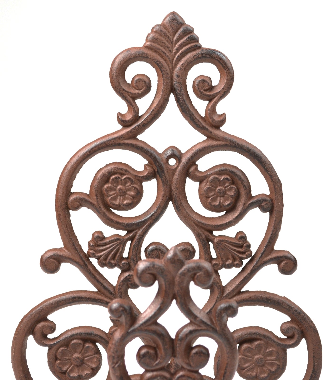 Cast Iron Garden Hose Holder - Floral and Spade Pattern - 13.25