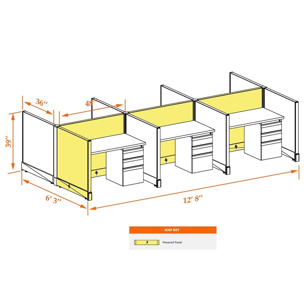 Small Cubicles 39H 6pack Cluster Powered