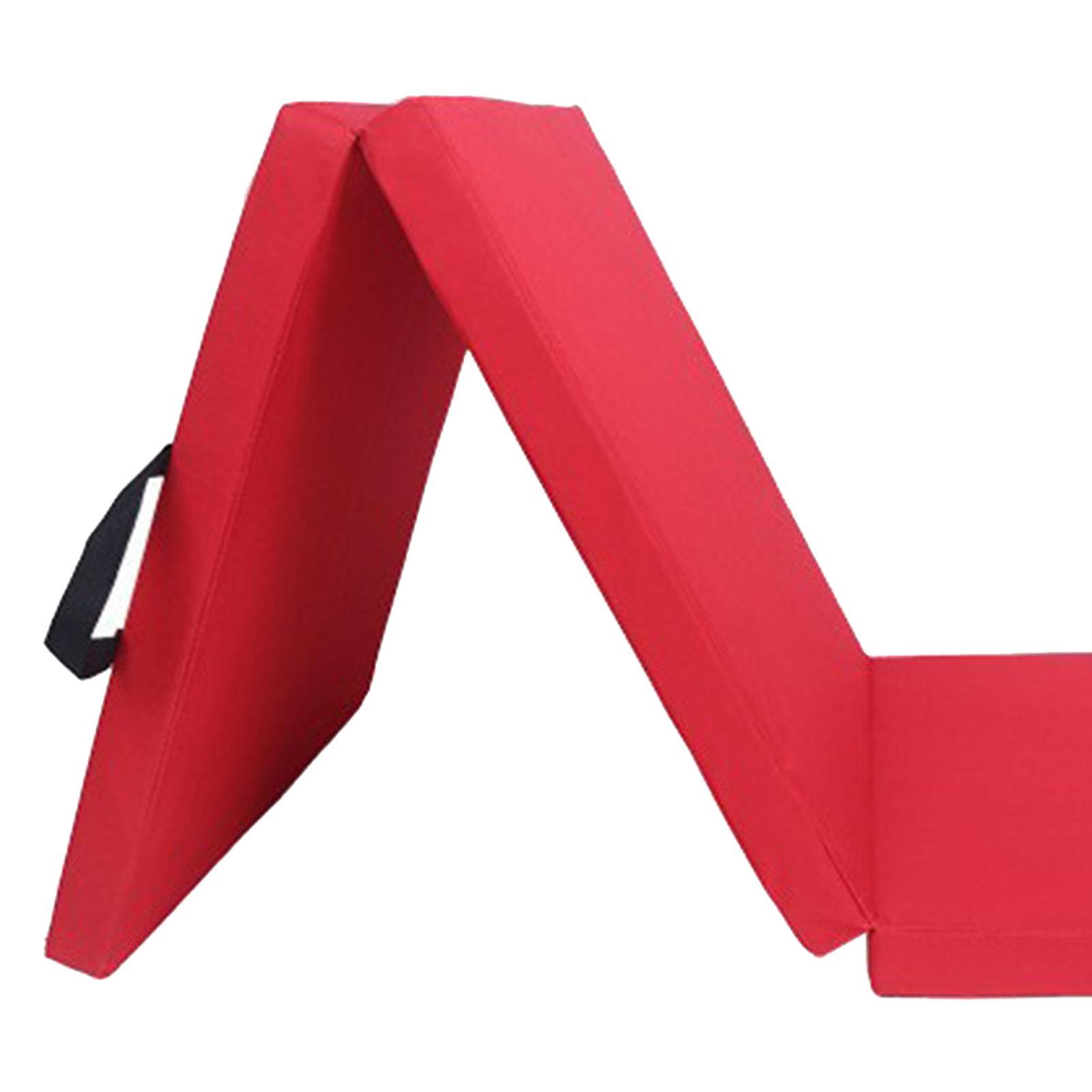 Three Fold Folding Thick Exercise Mat Yoga Pad For Stretching Training Fitness Red Pu Leather