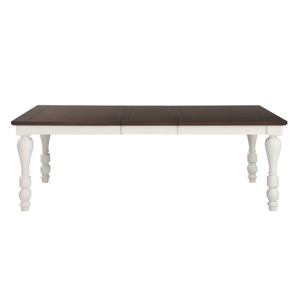 Bridgeview Dark Cocoa and White Dining Table with Leaf Extension