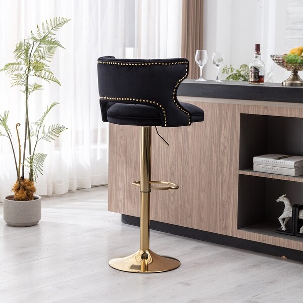 Bar Stools With Back and Footrest Counter Height Velvet 2PCS/SET