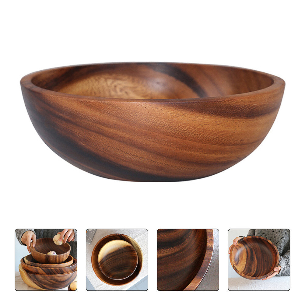 1pc 12X6CM Practical Wooden Cutlery Household Basin Fruit Bowl Salad Bowl