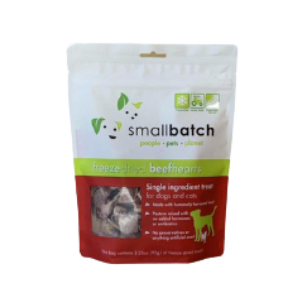 Small Batch Freeze Dried Beef Hearts Dog Treats， 3.5 oz