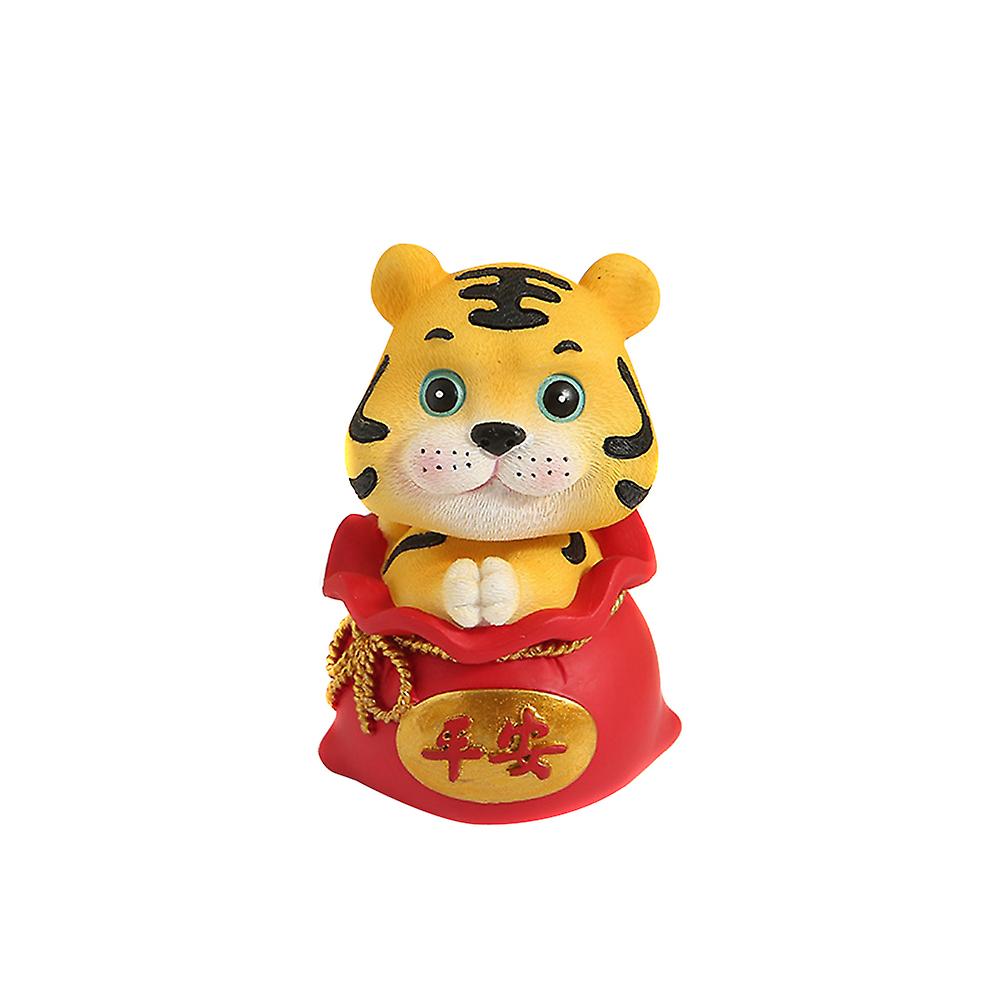 Car Money Bag Tiger Ornaments Creative Resin Crafts Good Fortune Lucky Sculpture Decoration For Car Office Bedroom Living Room Study Full Of Vigor And