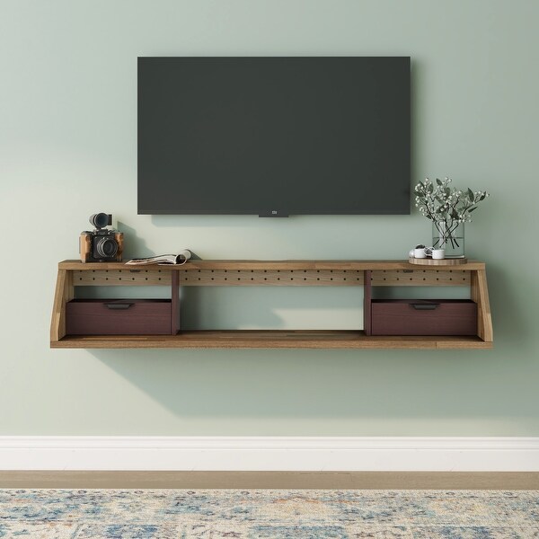 DH BASIC Modern Hickory 63-Inch Floating Media Console by Denhour