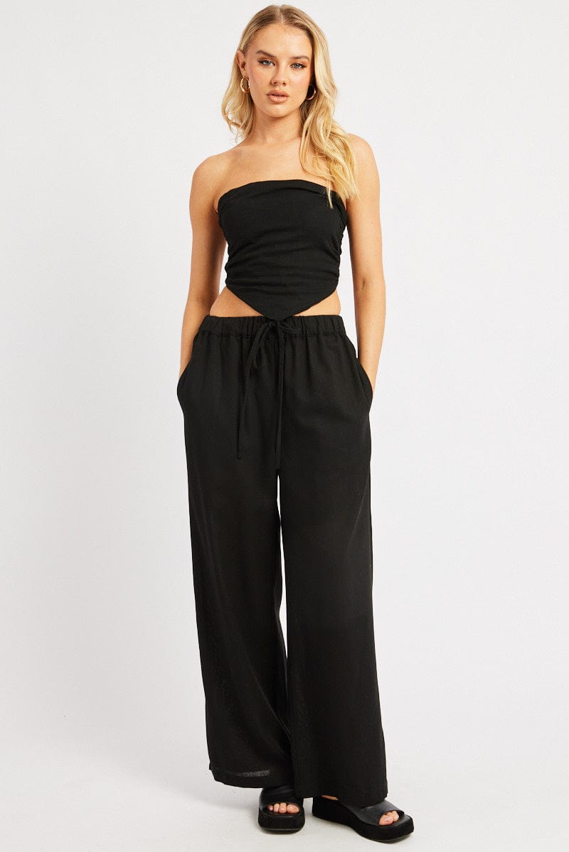 Black Wide Leg Pants Elasticated Waist
