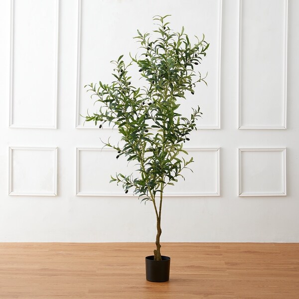 Glitzhome 70H Real Touch Olive Artificial Tree With Black Pot