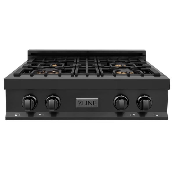 ZLINE Porcelain Stovetop in Black Stainless Steel - Gas Brass Burners