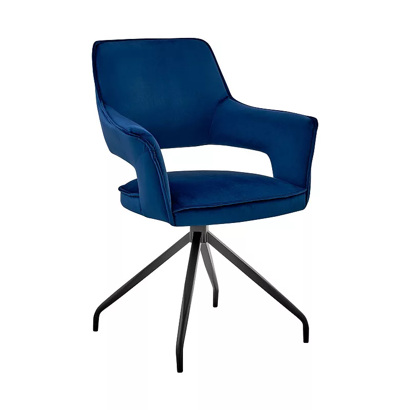 Velvet Upholstered Contemporary Accent Chair， Black and Blue