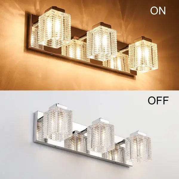 Mordern Glass Shade Vanity Wall Sconce Chrome Finished