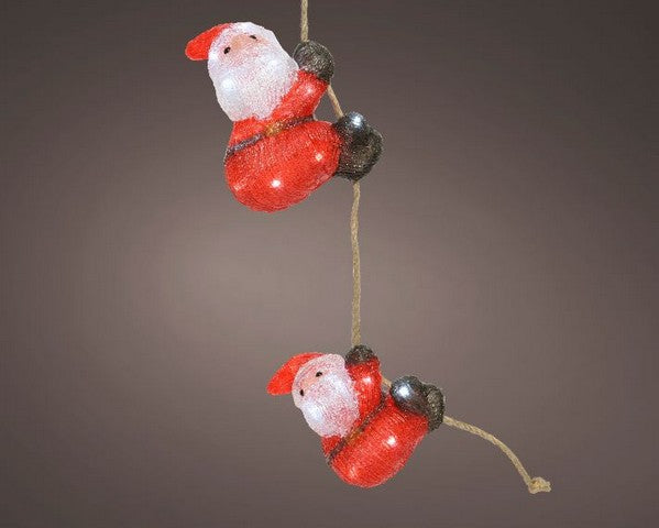 2.5 FT 30 LED Cool White Battery Operated Outdoor Santa On Rope Acrylic