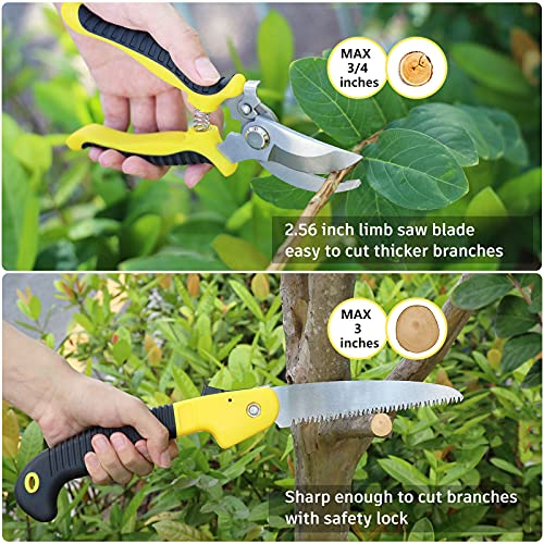 SEBIDER Garden Tools Kit, Gardening Tools Gifts for Women Men Gardener, Garden Tool Set with Saw Pruner Weeder Trowel Transplanter Rake (Heavy Duty Stainless Steel)